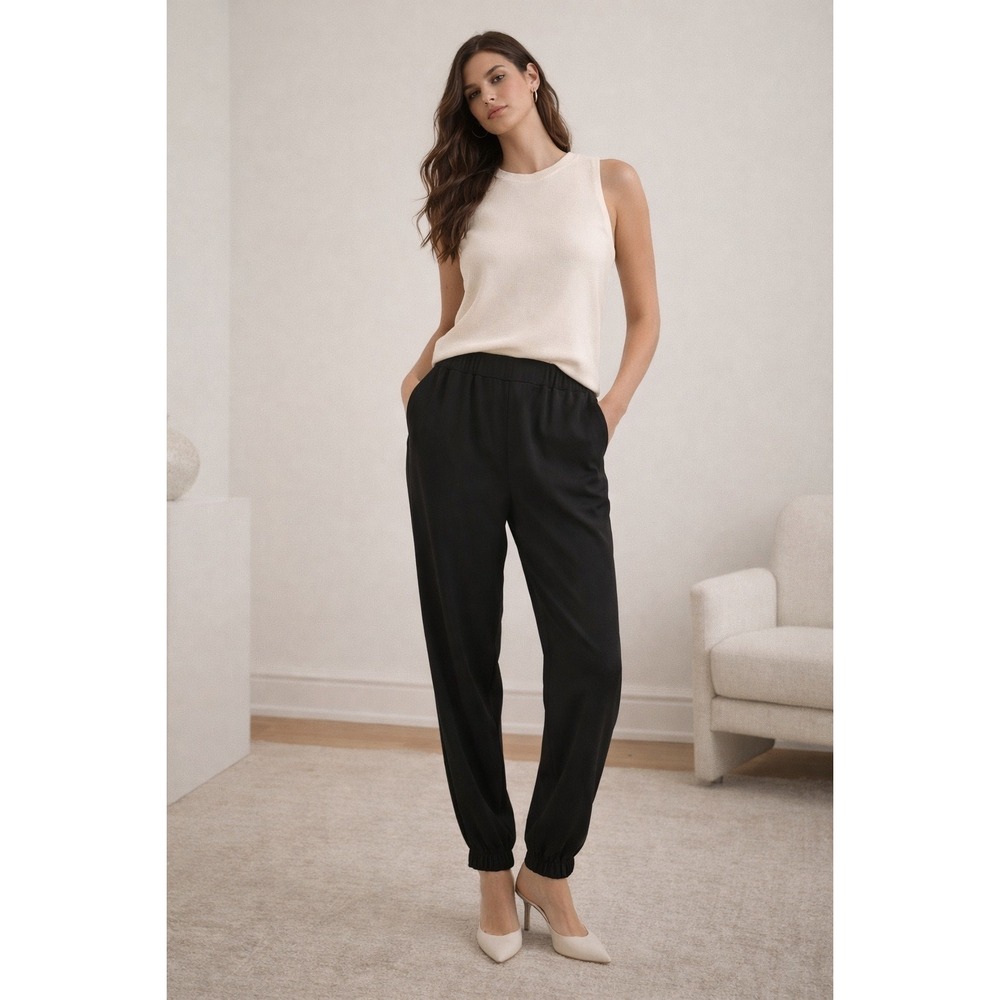 Babaton Aritzia Black Elastic Waist‎ Tapered Jogger Pants Women Small 53467